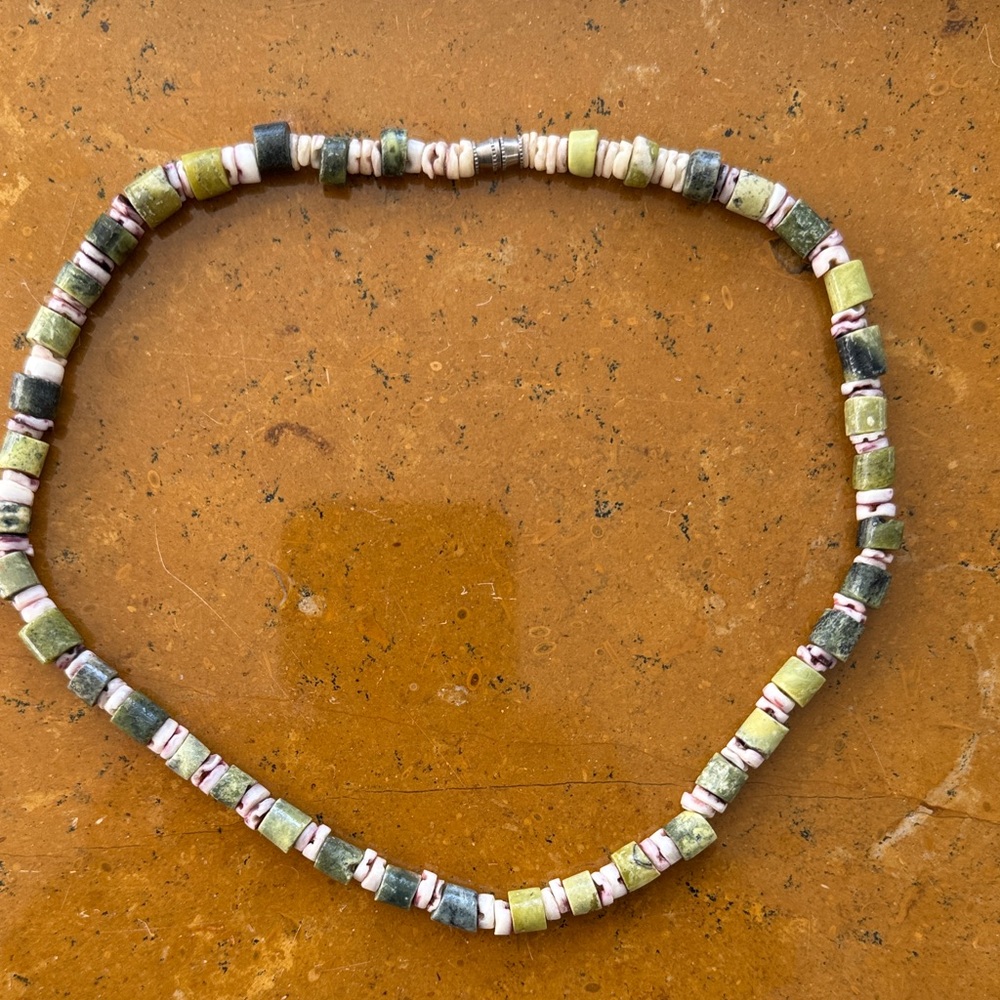 Green Heishi Necklace 18 inches